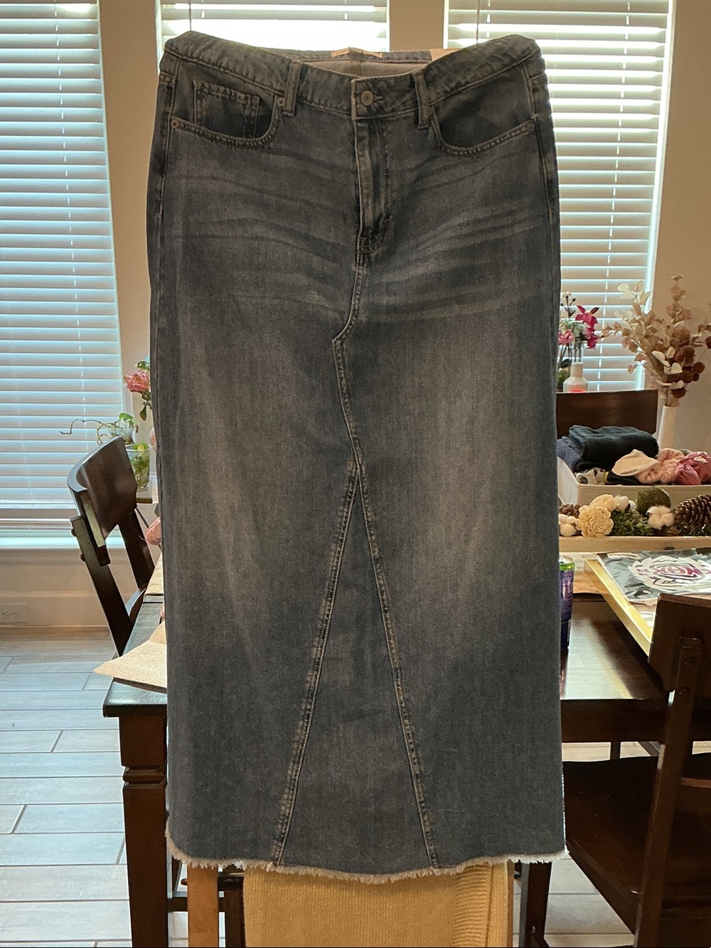 Lucky Brand Dark Wash Denim Maxi Skirt